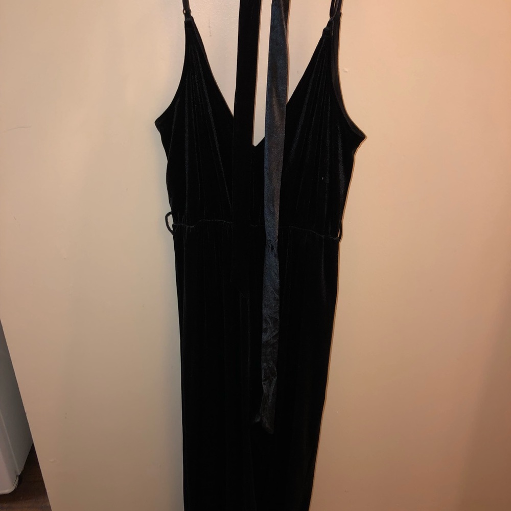 H & M Black velvet jumpsuit